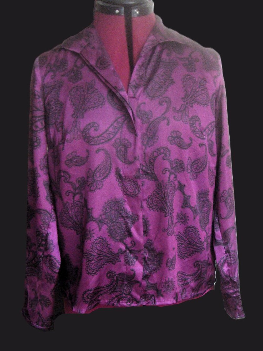 Purple Paisley Witchy Grandma Goth Glossy Crop Top Layer